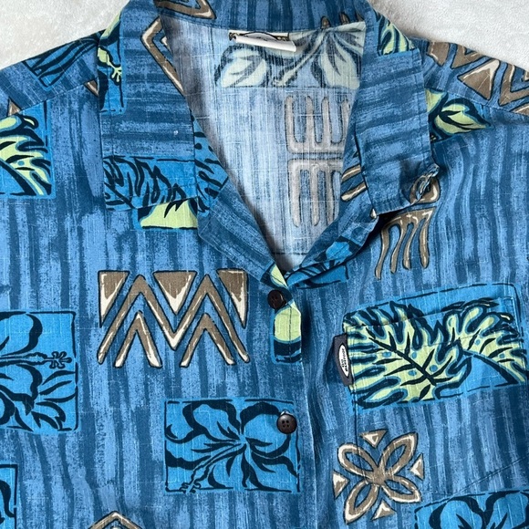 Go Barefoot Made in USA Size Small Blue Hawaiian Print Men's Shirt - Picture 3 of 10